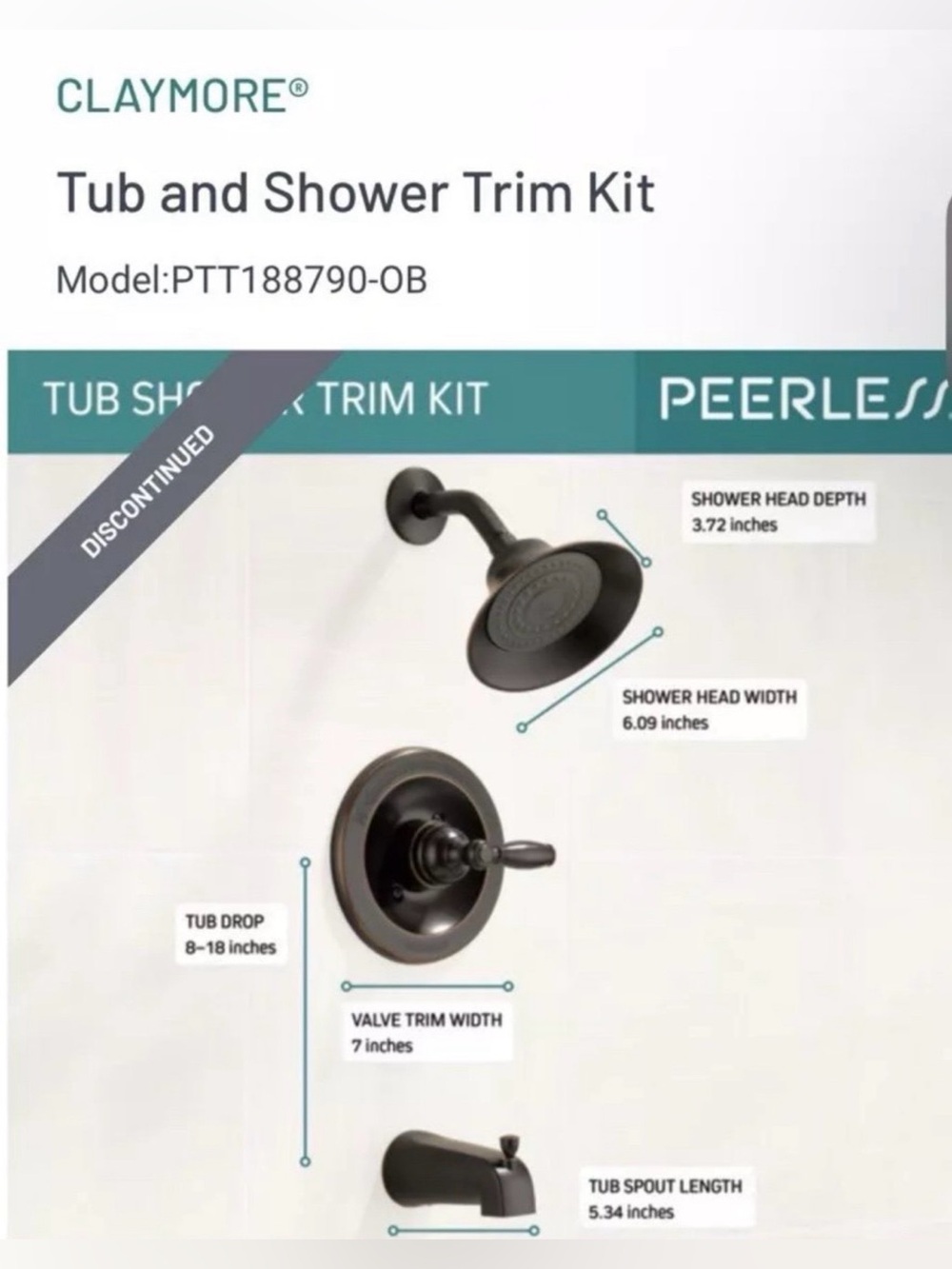 Peerless Oil-Rubbed Bronze Shower/Tub Faucet Accessory Trim Kit w/Valve